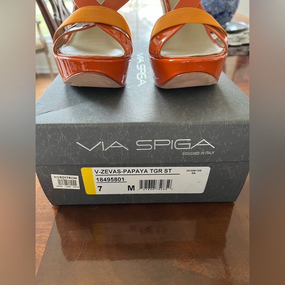 Via Spiga orange wedge sandals size 37 - Picture 2 of 5